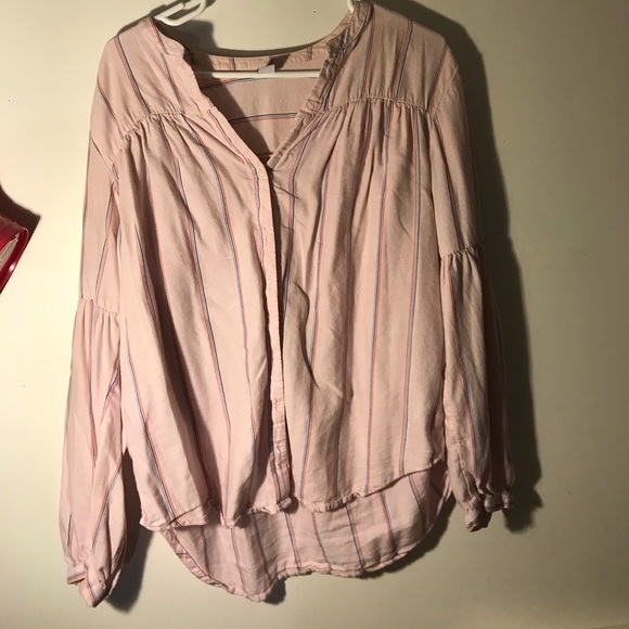 Pink striped long sleeved blouse - Picture 1 of 4